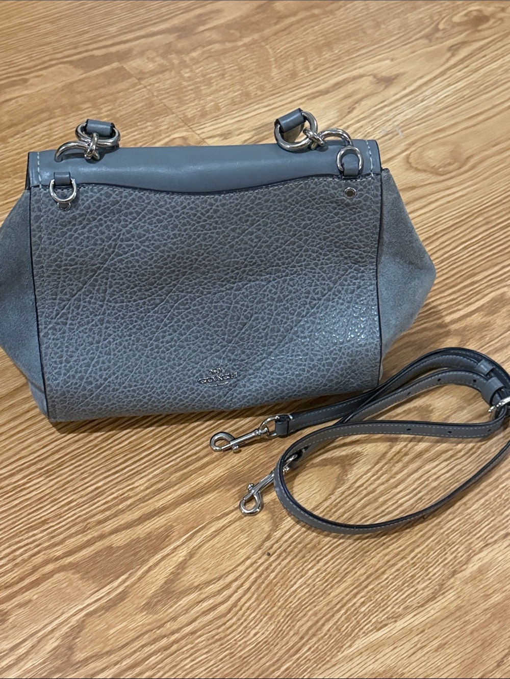 Coach Gray Pebbled Leather Convertible Shoulder Bag